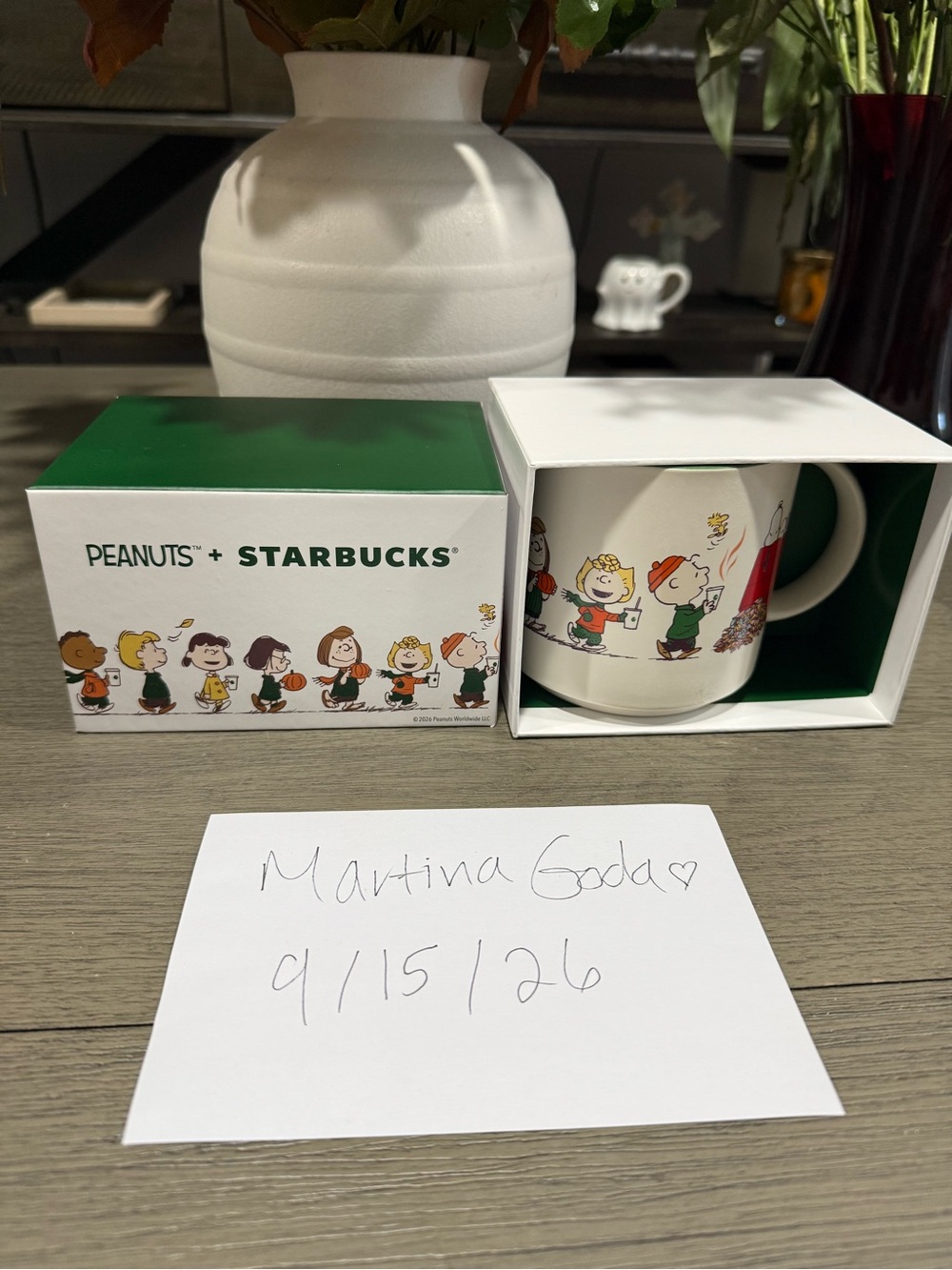 Starbucks x Peanuts Ceramic Mug with Green and White Box NWT